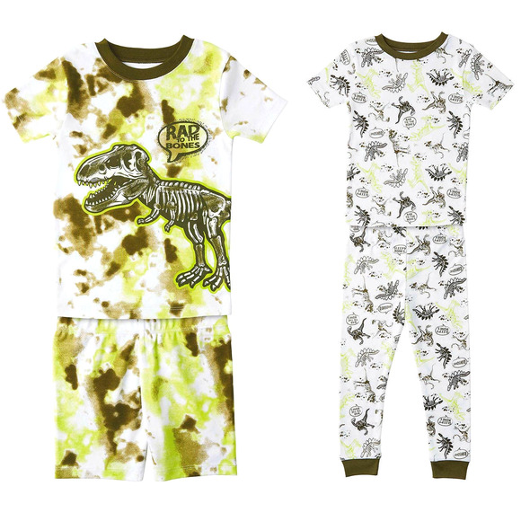 Boys 2T Cotton Short Sleeve 4 Piece Pajama Set 2T Dinosaurs (1) Shorts (1) Pants - Picture 1 of 9